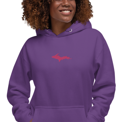 Michigan Upper Peninsula Hoodie (w/ Embroidered Pink UP Outline) | Unisex Premium