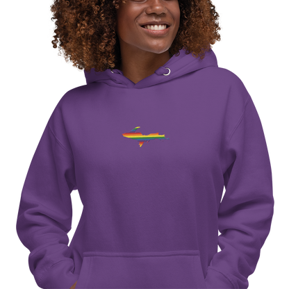 Michigan Upper Peninsula Hoodie (w/ Embroidered UP Pride Flag Outline) | Unisex Premium