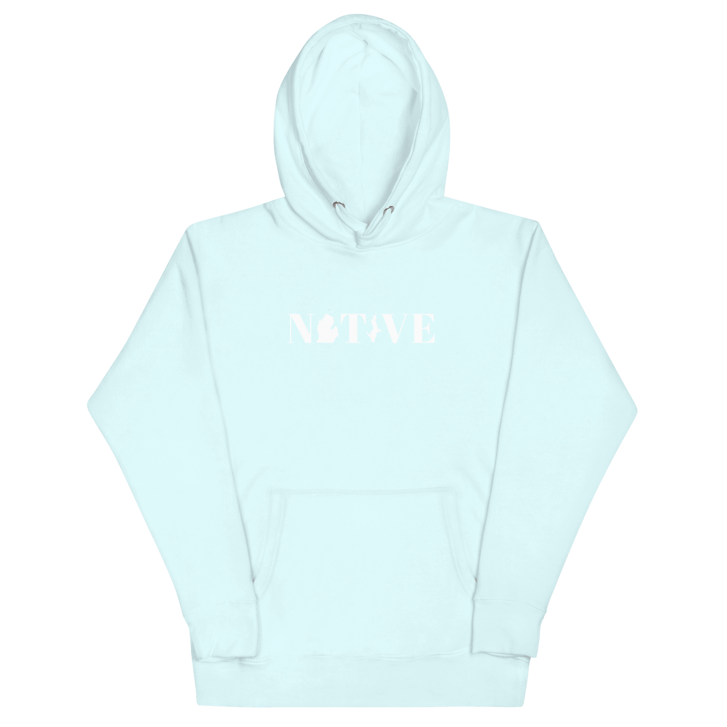 Michigan 'Native' Hoodie (White/Navy Didone Font) | Unisex Premium - Circumspice Michigan