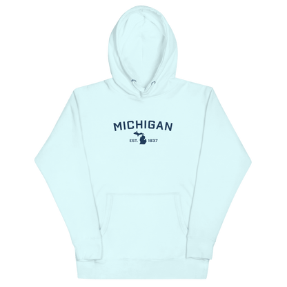 'Michigan EST 1837' Hoodie (w/ Michigan Outline) | Unisex Premium - Circumspice Michigan