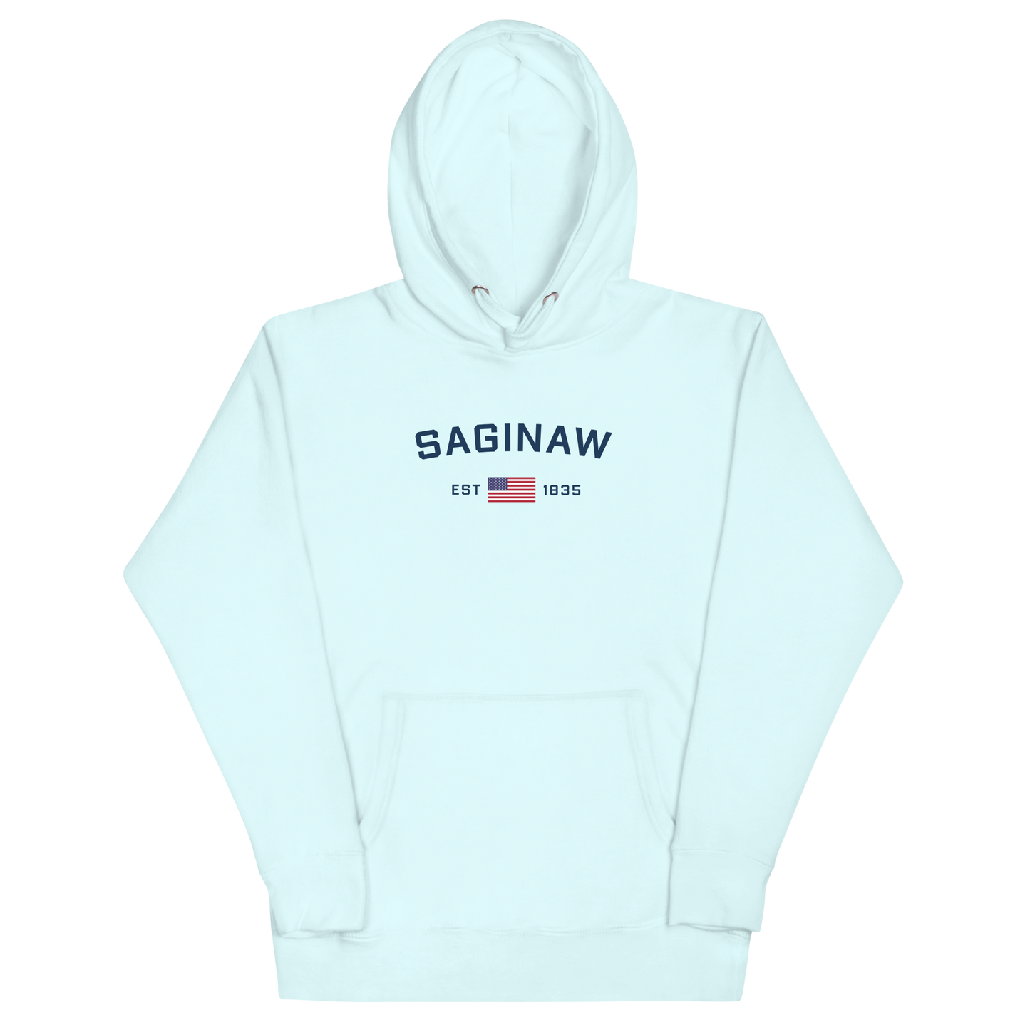 'Saginaw EST 1835' Unisex Premium Hoodie (w/ USA Flag Outline)