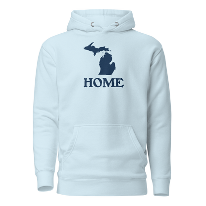 Michigan 'Home' Unisex Premium Hoodie (Woodcut Font w/ MI Outline)