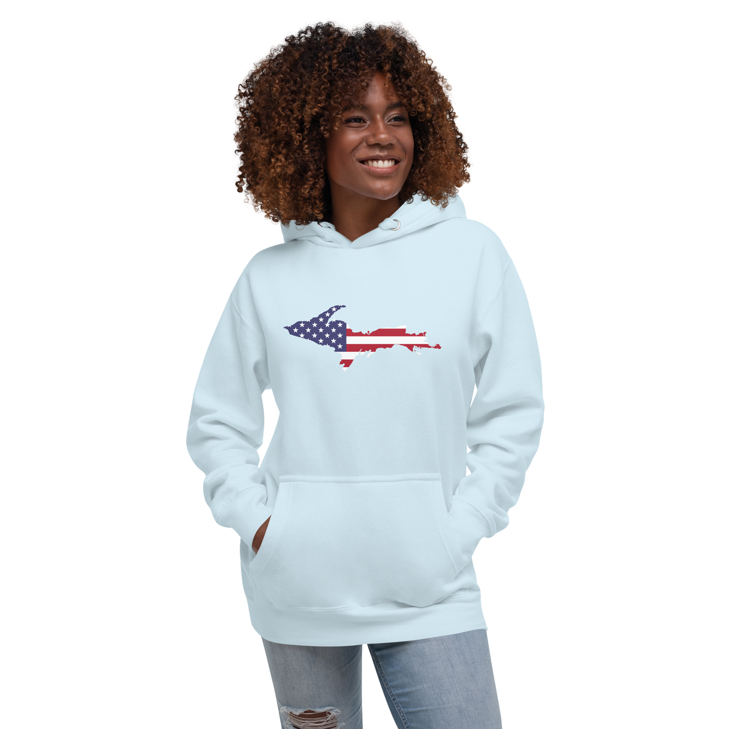 Michigan Upper Peninsula Hoodie (w/ UP USA Flag Outline) | Unisex Premium