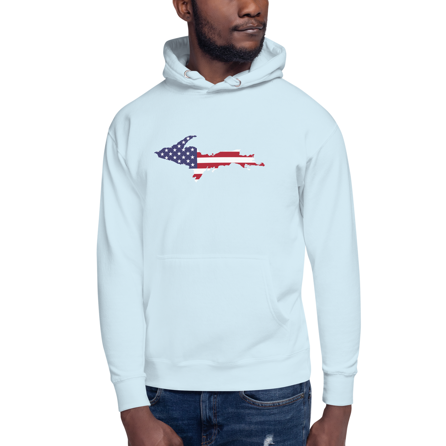 Michigan Upper Peninsula Hoodie (w/ UP USA Flag Outline) | Unisex Premium