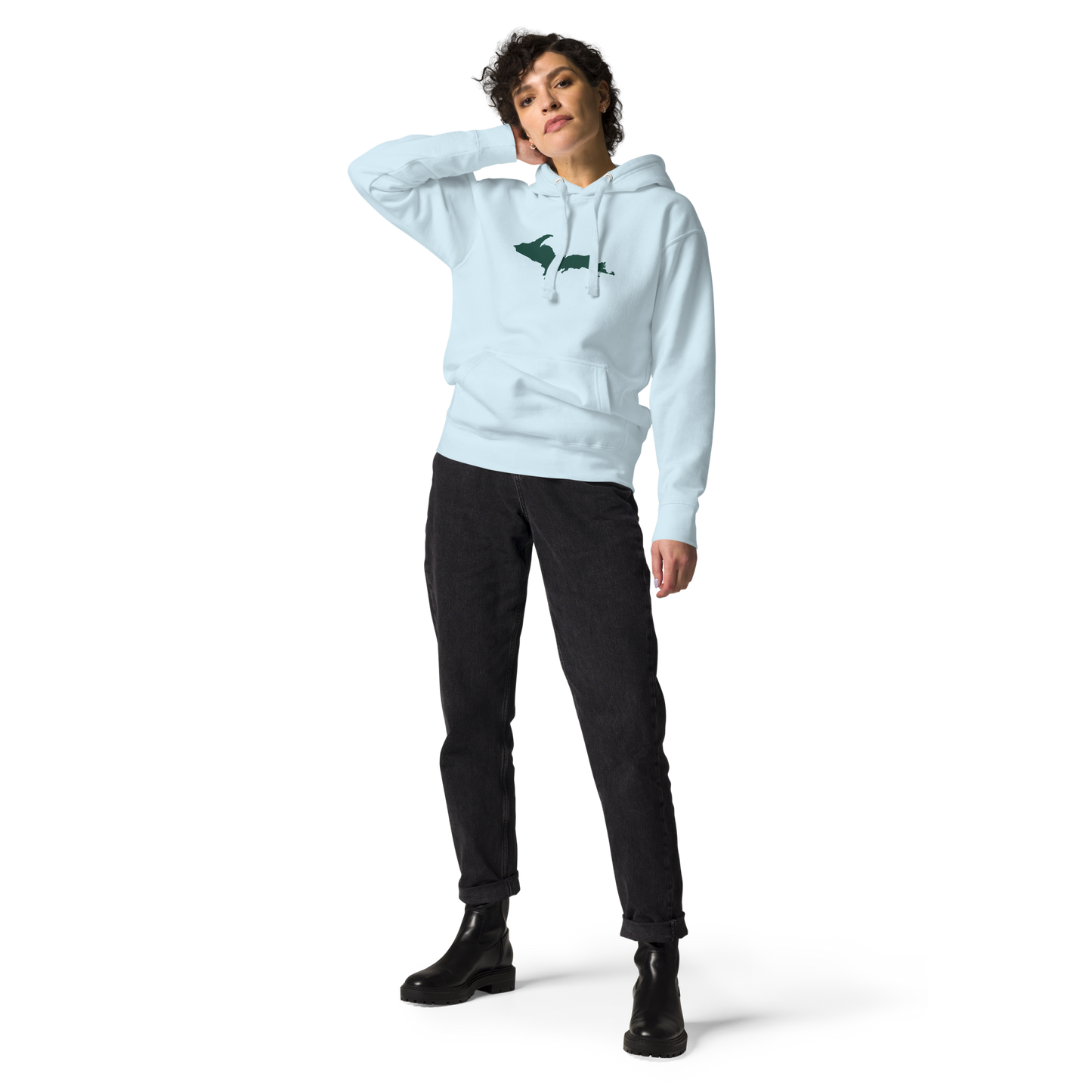 Michigan Upper Peninsula Hoodie (w/ Green UP Outline) | Unisex Premium