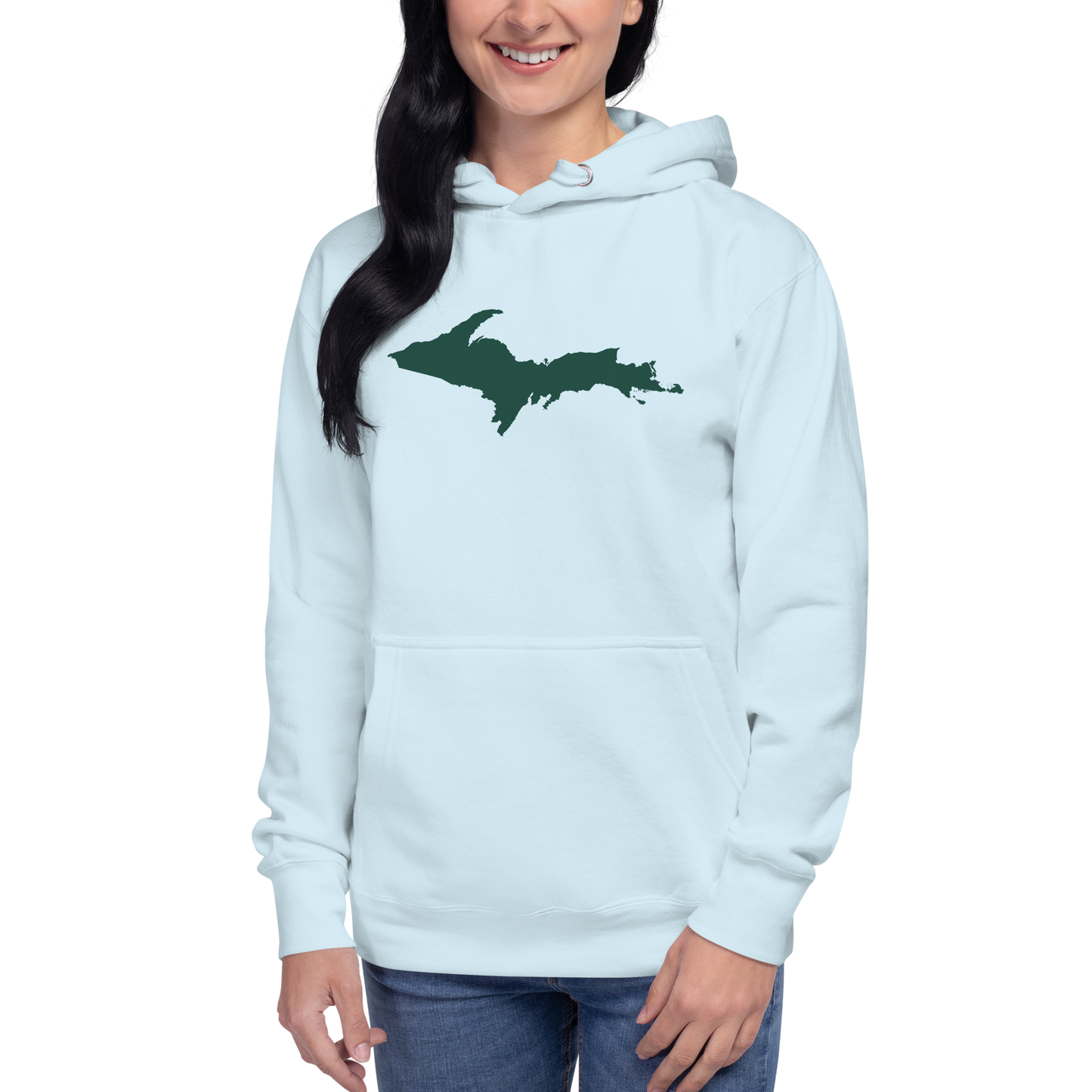 Michigan Upper Peninsula Hoodie (w/ Green UP Outline) | Unisex Premium