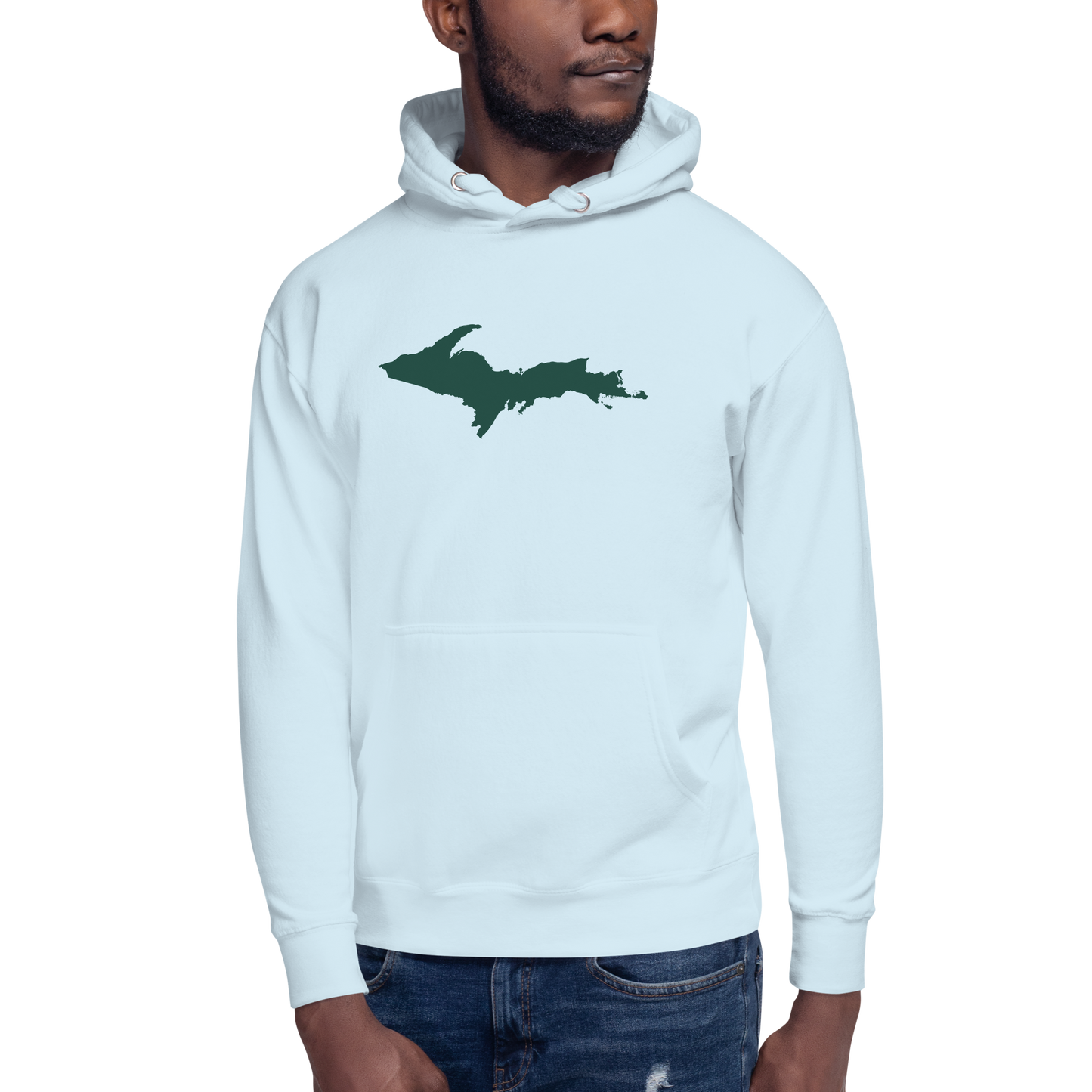 Michigan Upper Peninsula Hoodie (w/ Green UP Outline) | Unisex Premium