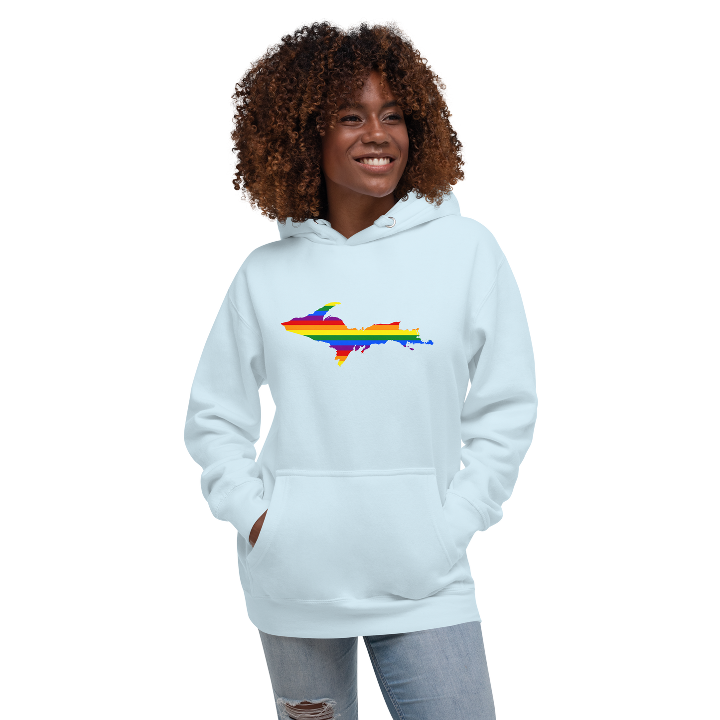 Michigan Upper Peninsula Hoodie (w/ UP Pride Flag Outline) | Unisex Premium