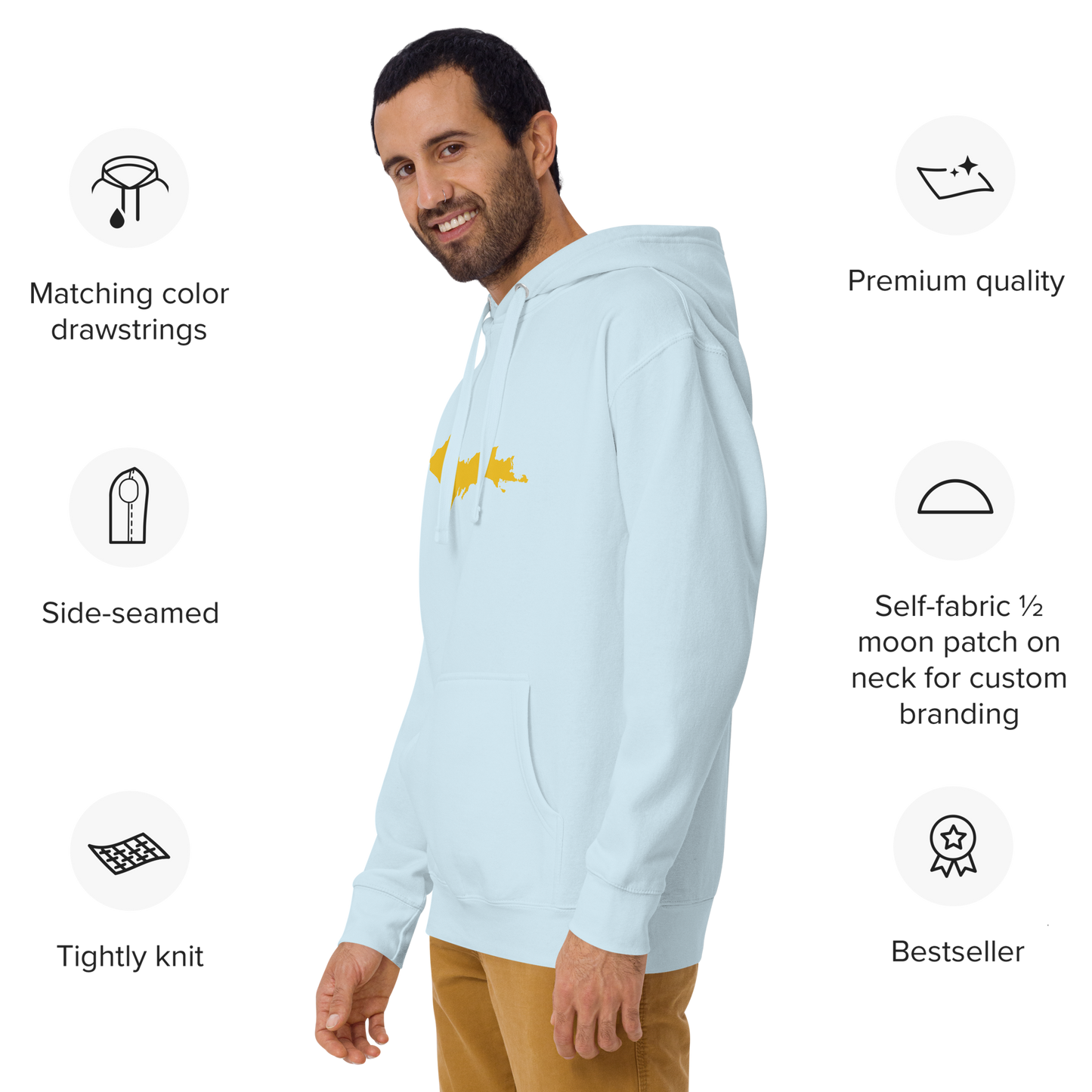 Upper Peninsula Hoodie (w/ Gold UP Outline) | Unisex Premium