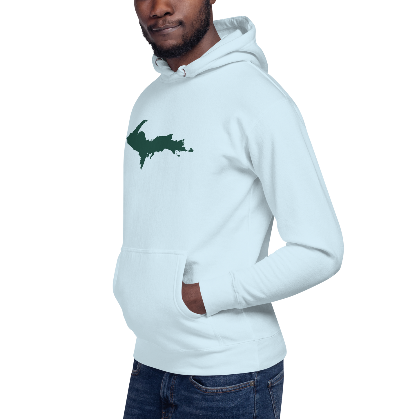 Michigan Upper Peninsula Hoodie (w/ Green UP Outline) | Unisex Premium