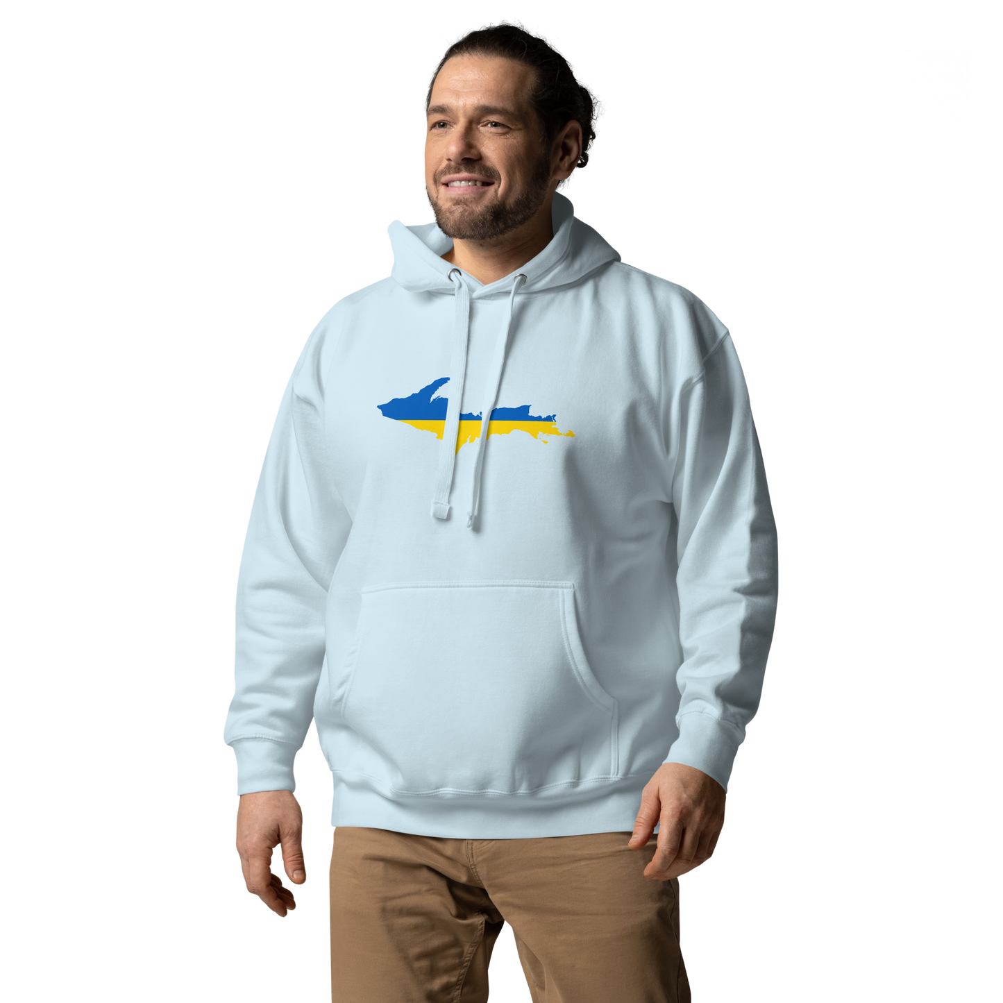 Michigan Upper Peninsula Hoodie (w/ UP Ukraine Flag Outline) | Unisex Premium