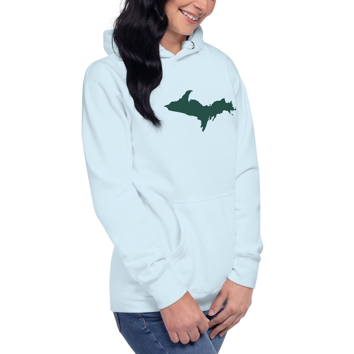 Michigan Upper Peninsula Hoodie (w/ Green UP Outline) | Unisex Premium