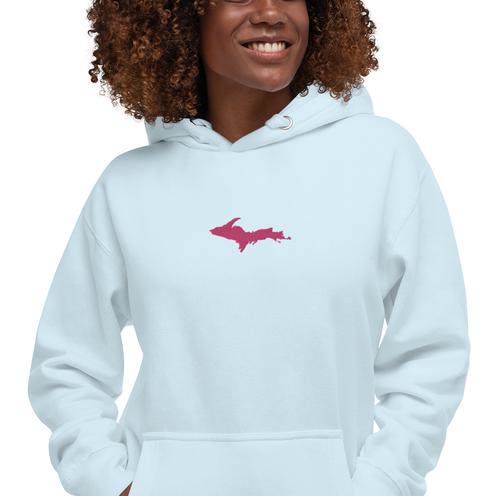 Michigan Upper Peninsula Hoodie (w/ Embroidered Pink UP Outline) | Unisex Premium