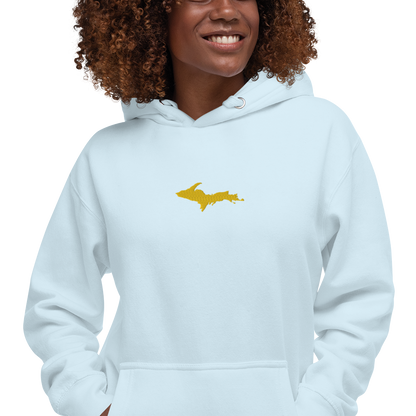 Michigan Upper Peninsula Hoodie (w/ Embroidered Gold UP Outline) | Unisex Premium