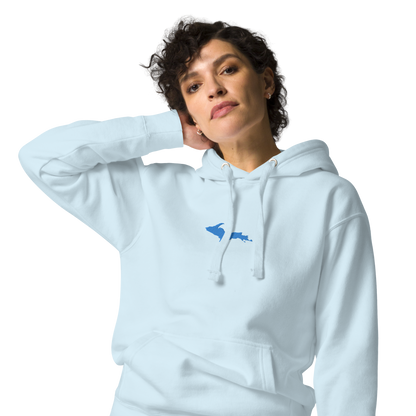 Michigan Upper Peninsula Hoodie (w/ Embroidered Azure UP Outline) | Unisex Premium