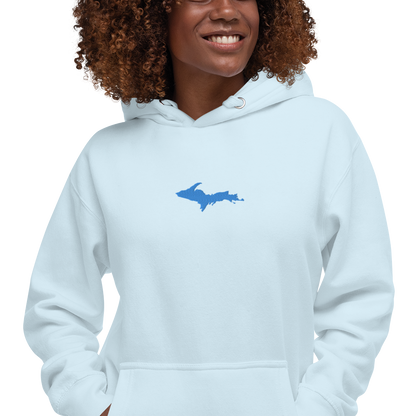 Michigan Upper Peninsula Hoodie (w/ Embroidered Azure UP Outline) | Unisex Premium