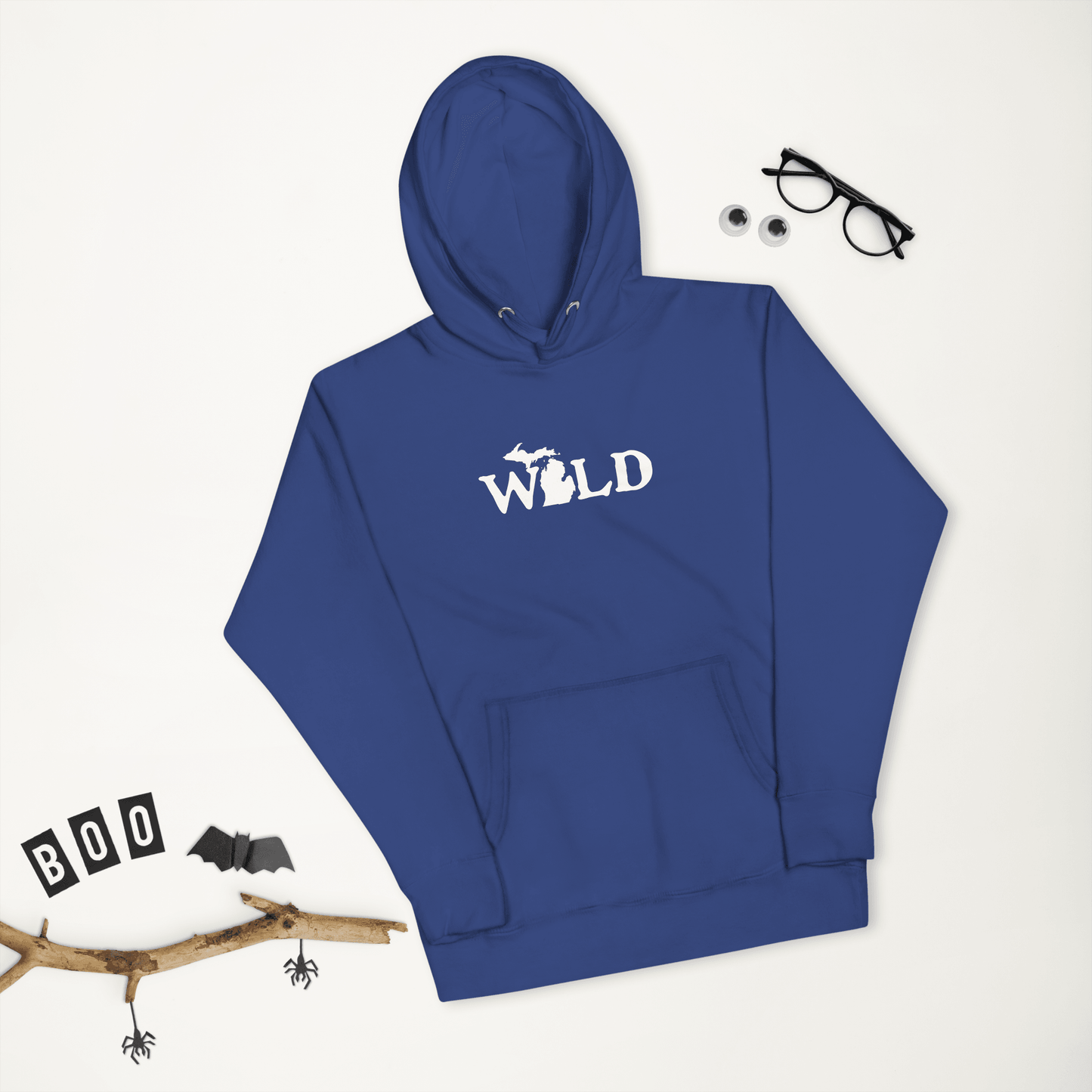 Michigan 'Wild' Hoodie (Woodcut Font w/ MI Outline) | Unisex Premium - Circumspice Michigan