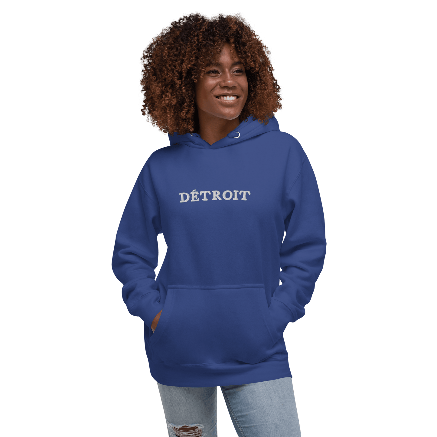 'Détroit' Embroidered Hoodie | Unisex Premium - Circumspice Michigan