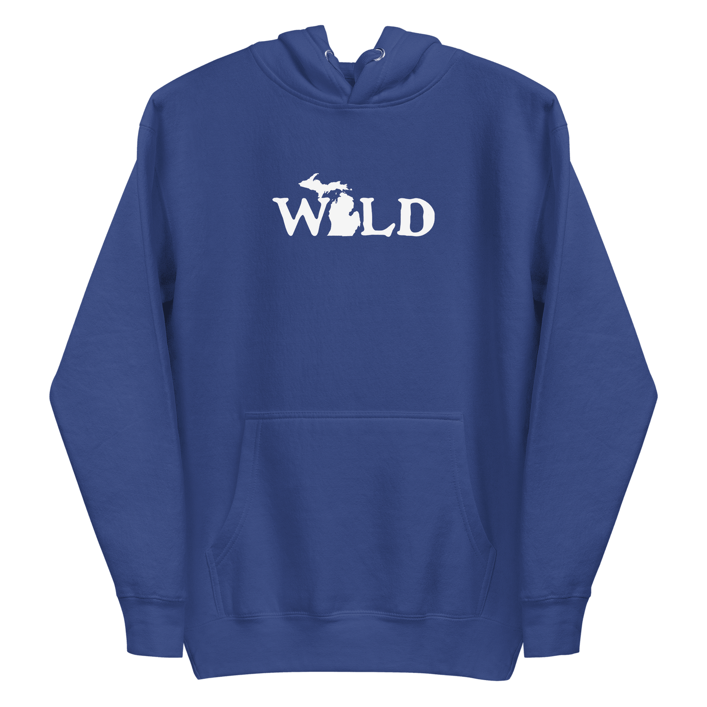 Michigan 'Wild' Hoodie (Woodcut Font w/ MI Outline) | Unisex Premium - Circumspice Michigan