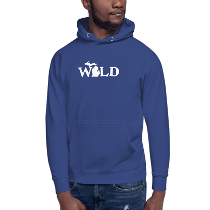 Michigan 'Wild' Hoodie (Woodcut Font w/ MI Outline) | Unisex Premium - Circumspice Michigan