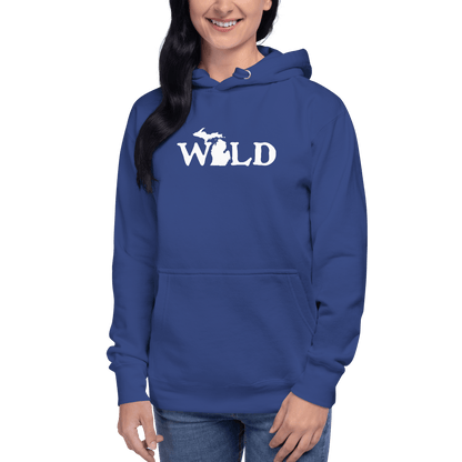 Michigan 'Wild' Hoodie (Woodcut Font w/ MI Outline) | Unisex Premium - Circumspice Michigan