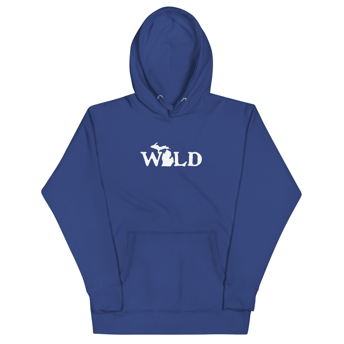 Michigan 'Wild' Hoodie (Woodcut Font w/ MI Outline) | Unisex Premium - Circumspice Michigan