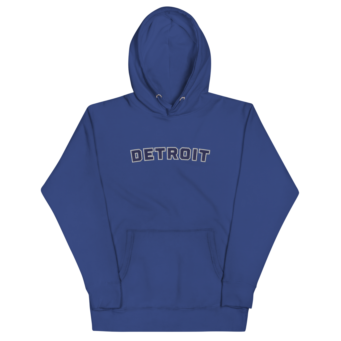 'Detroit' Unisex Premium Hoodie (Athletic Font) | Navy Embroidery