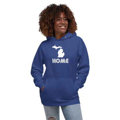 Michigan 'Home' Unisex Premium Hoodie (1970s Audiophile Font w/MI Outline)