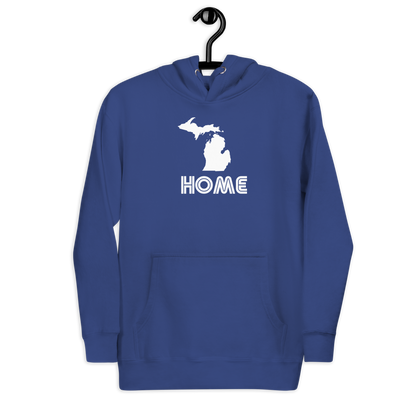 Michigan 'Home' Unisex Premium Hoodie (1970s Audiophile Font w/MI Outline)