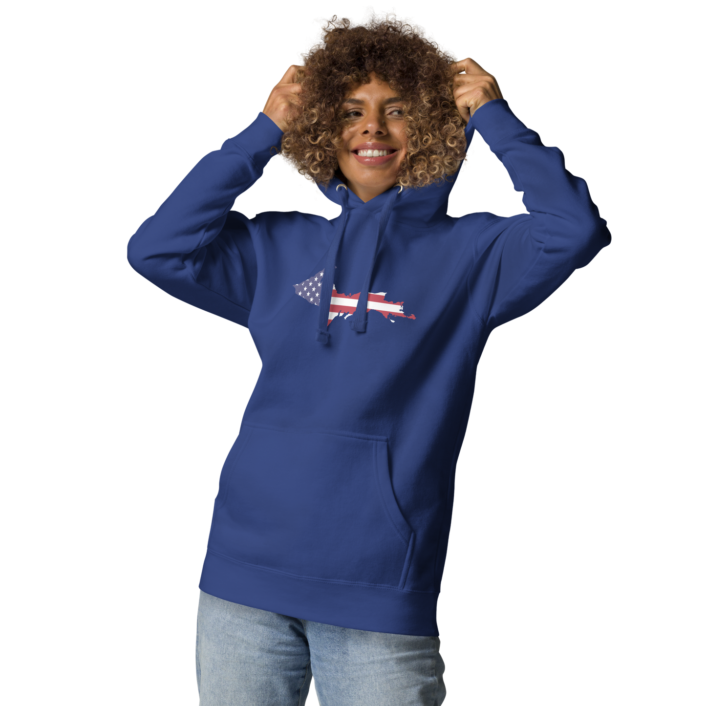 Michigan Upper Peninsula Hoodie (w/ UP USA Flag Outline) | Unisex Premium