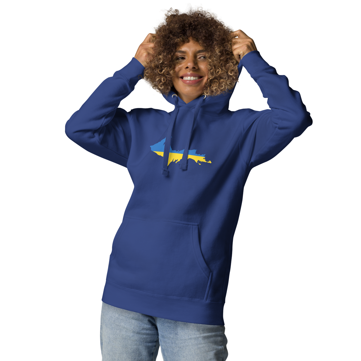 Michigan Upper Peninsula Hoodie (w/ UP Ukraine Flag Outline) | Unisex Premium