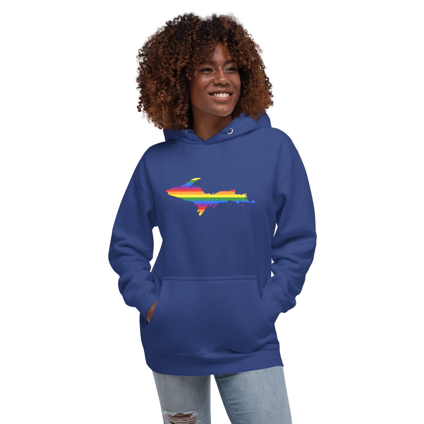 Michigan Upper Peninsula Hoodie (w/ UP Pride Flag Outline) | Unisex Premium