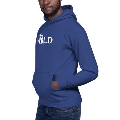 Michigan 'Wild' Hoodie (Woodcut Font w/ MI Outline) | Unisex Premium - Circumspice Michigan