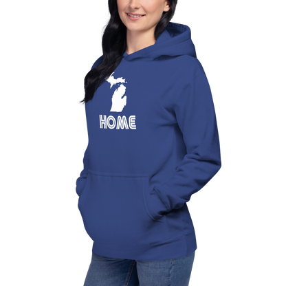 Michigan 'Home' Unisex Premium Hoodie (1970s Audiophile Font w/MI Outline)