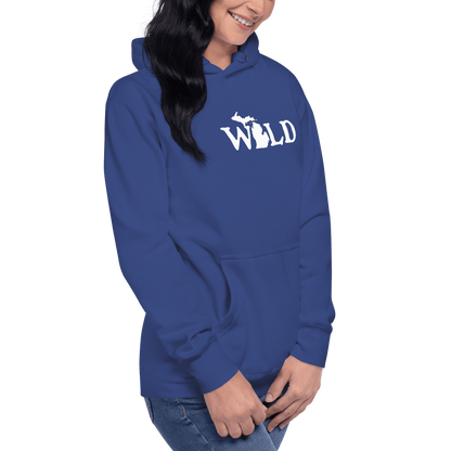 Michigan 'Wild' Hoodie (Woodcut Font w/ MI Outline) | Unisex Premium - Circumspice Michigan