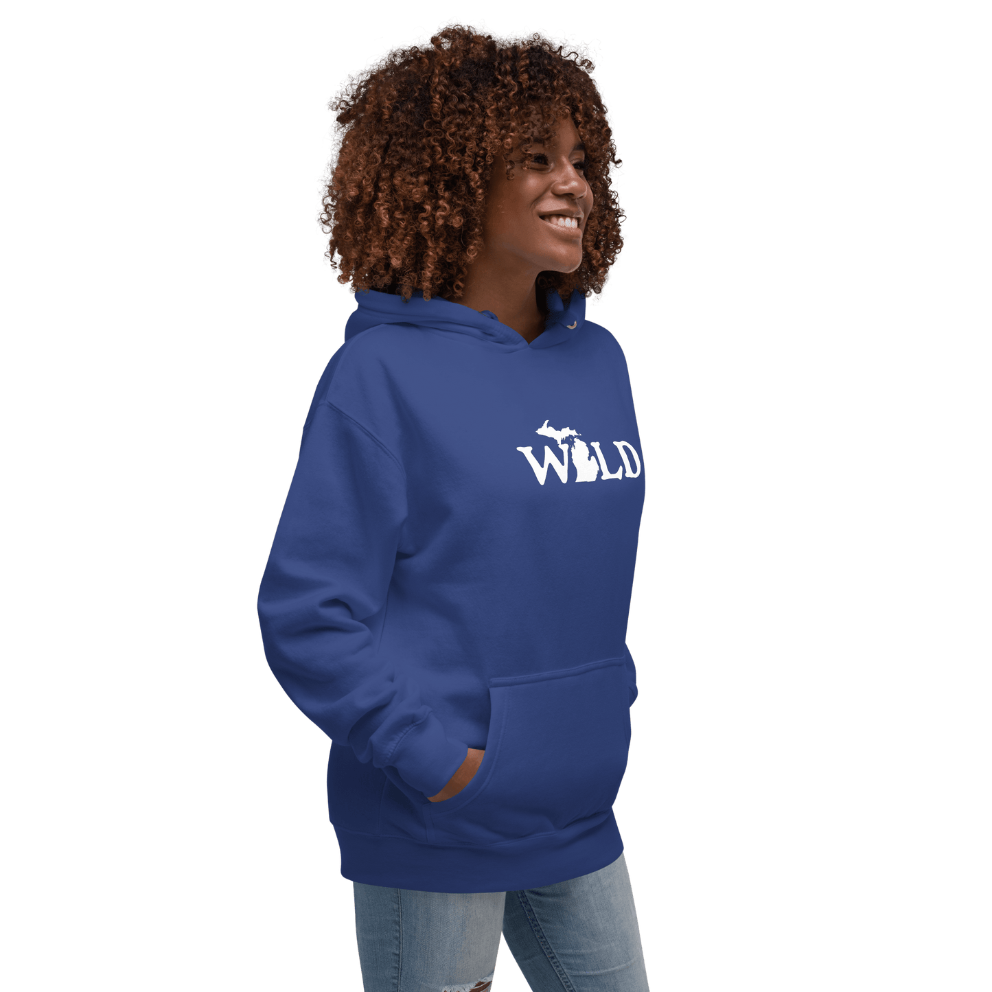 Michigan 'Wild' Hoodie (Woodcut Font w/ MI Outline) | Unisex Premium - Circumspice Michigan