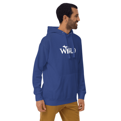 Michigan 'Wild' Hoodie (Woodcut Font w/ MI Outline) | Unisex Premium - Circumspice Michigan