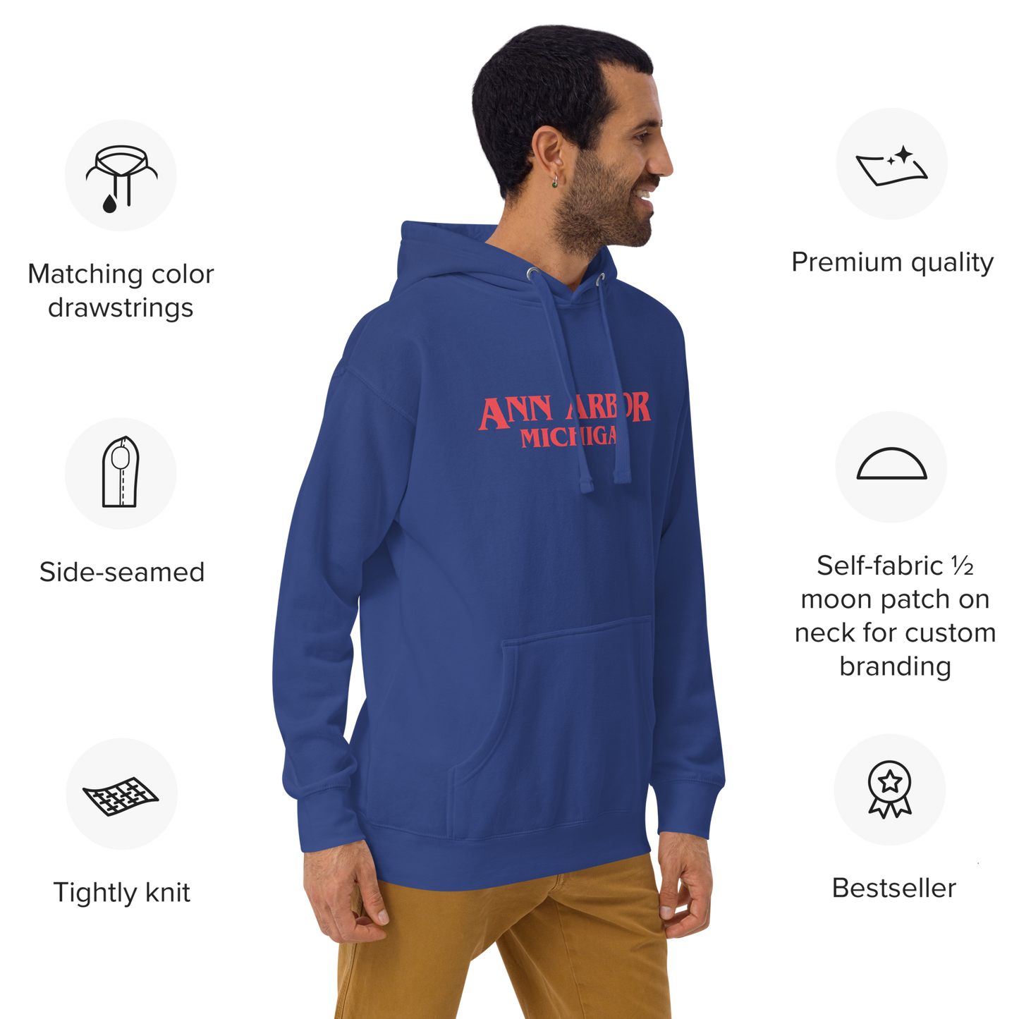 'Ann Arbor Michigan' Unisex Premium Hoodie (1980s Drama Parody)