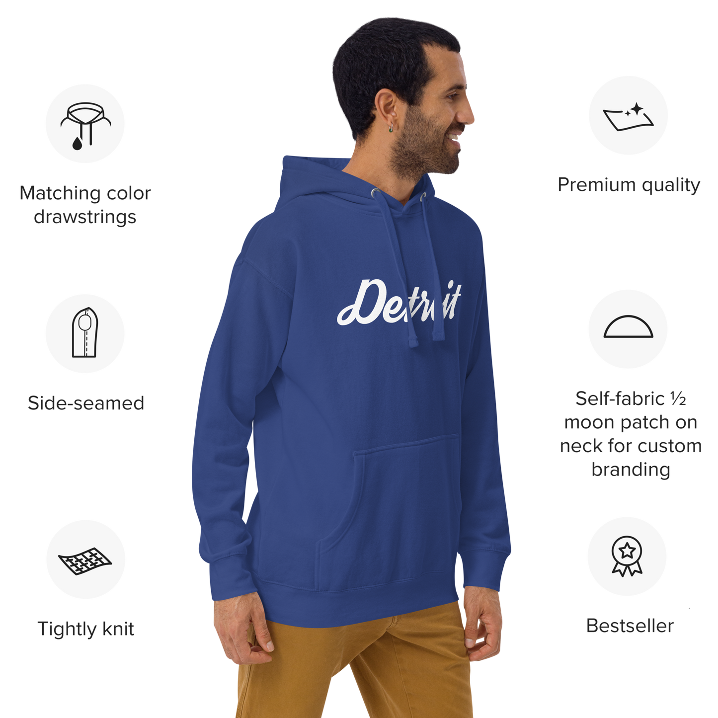 'Detroit' Unisex Premium Hoodie (Script Font)