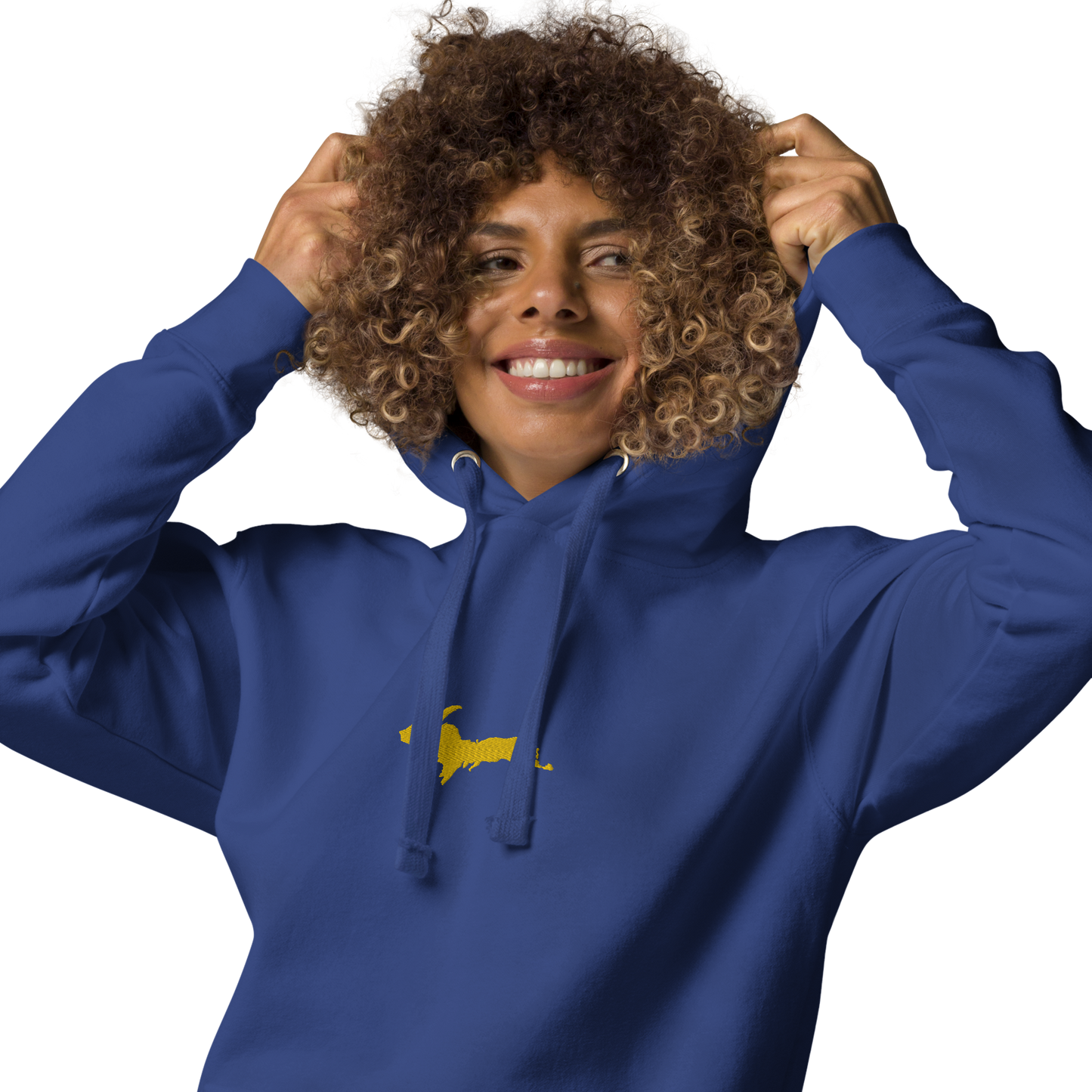 Michigan Upper Peninsula Hoodie (w/ Embroidered Gold UP Outline) | Unisex Premium