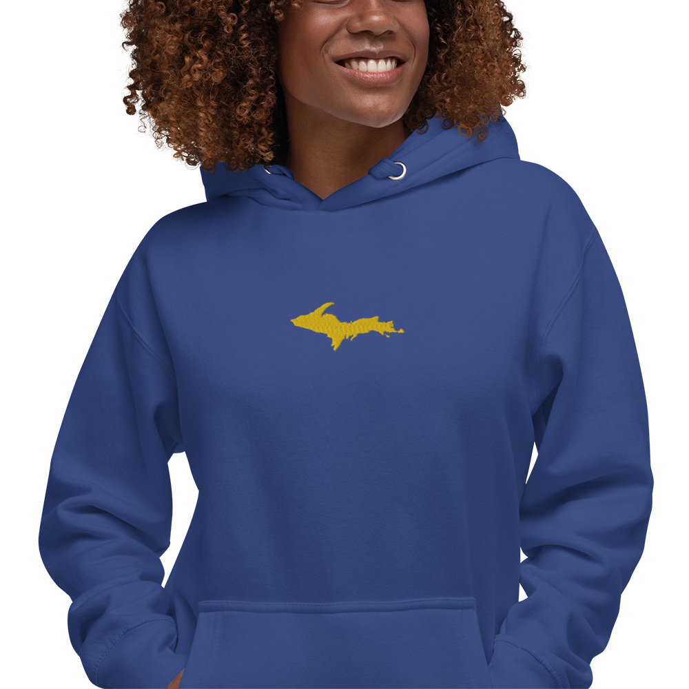 Michigan Upper Peninsula Hoodie (w/ Embroidered Gold UP Outline) | Unisex Premium