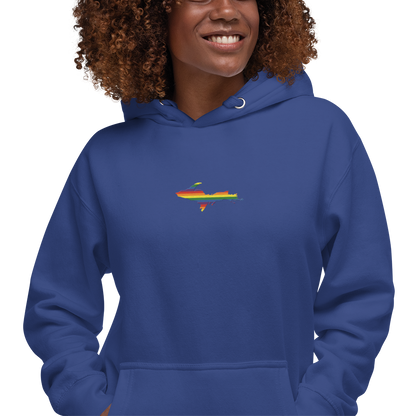 Michigan Upper Peninsula Hoodie (w/ Embroidered UP Pride Flag Outline) | Unisex Premium