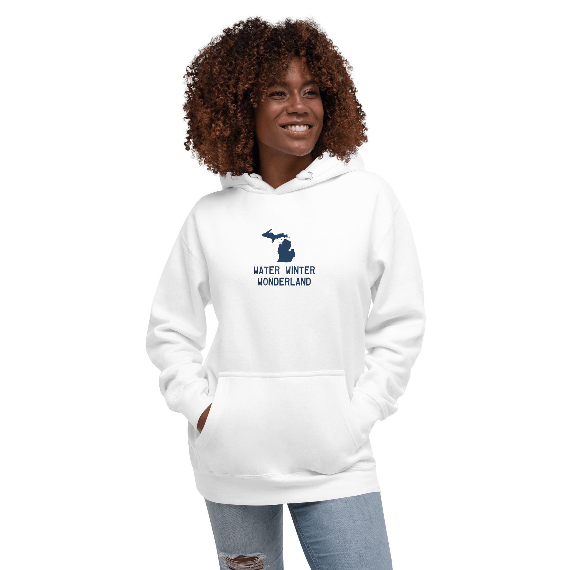 'Water Winter Wonderland' Hoodie (w/Michigan Outline) | Unisex Premium - Circumspice Michigan