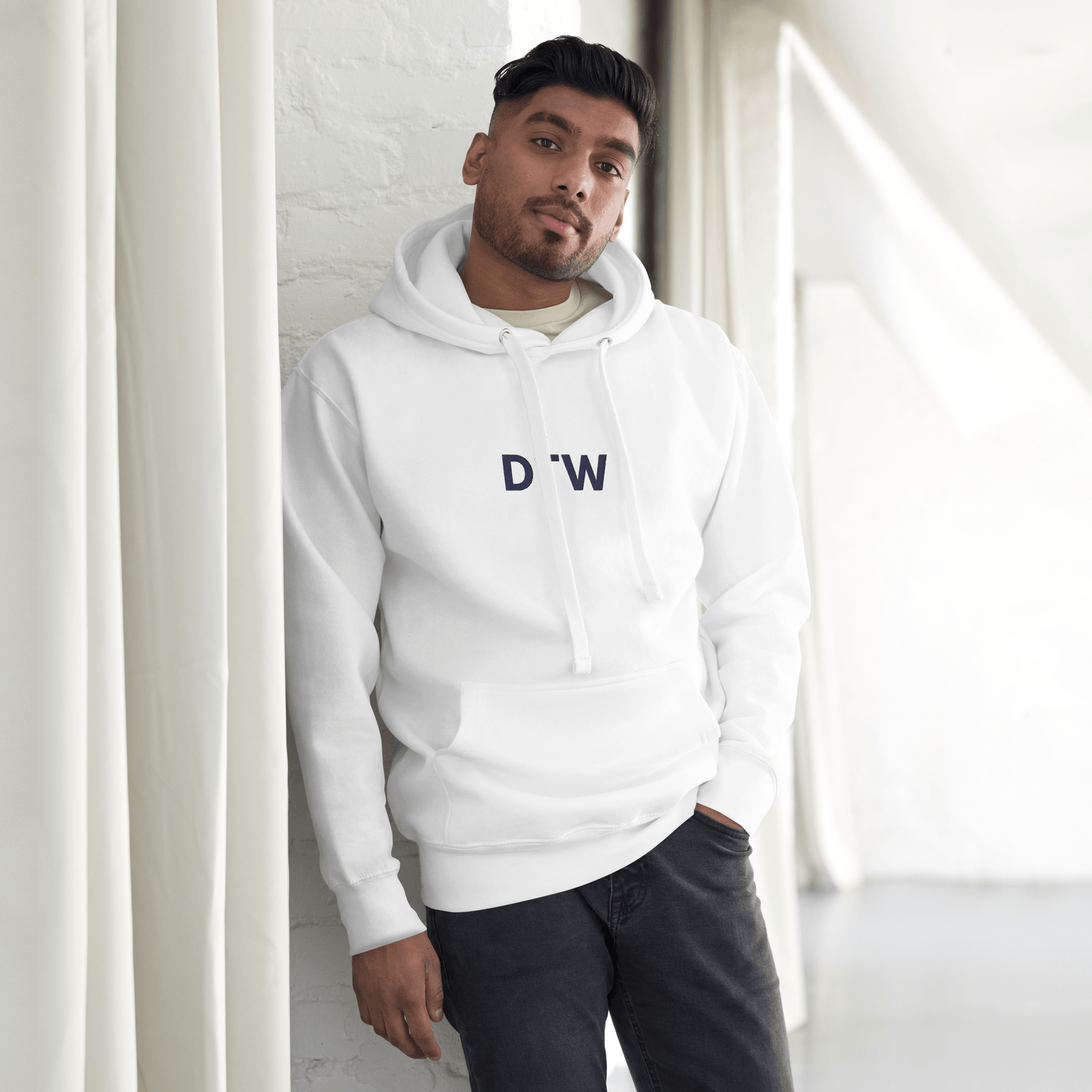 Detroit 'DTW' Premium Hoodie |  Unisex Embroidered - Circumspice Michigan