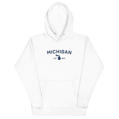 'Michigan EST 1837' Hoodie (w/ Michigan Outline) | Unisex Premium - Circumspice Michigan