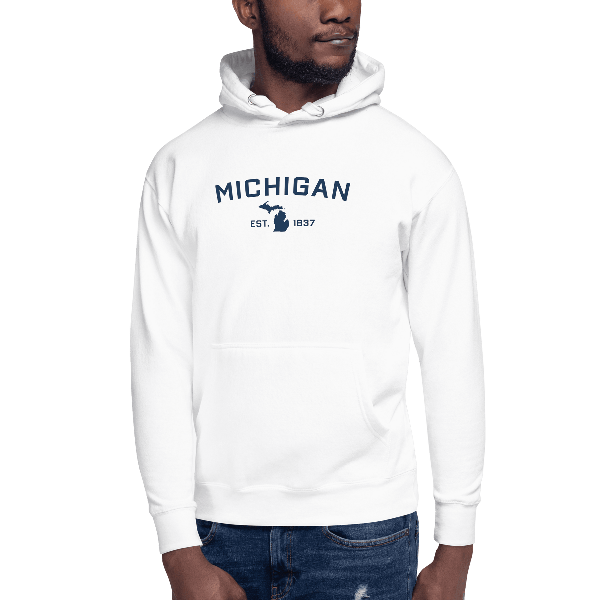 'Michigan EST 1837' Hoodie (w/ Michigan Outline) | Unisex Premium - Circumspice Michigan