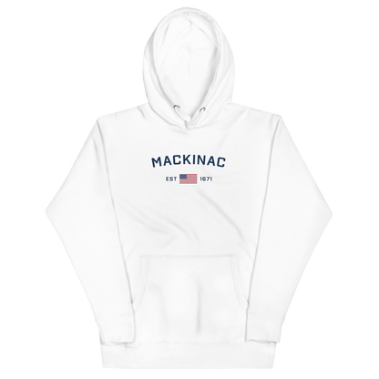 'Mackinac EST 1671' Hoodie (w/ USA Flag Outline) | Unisex Premium - Circumspice Michigan