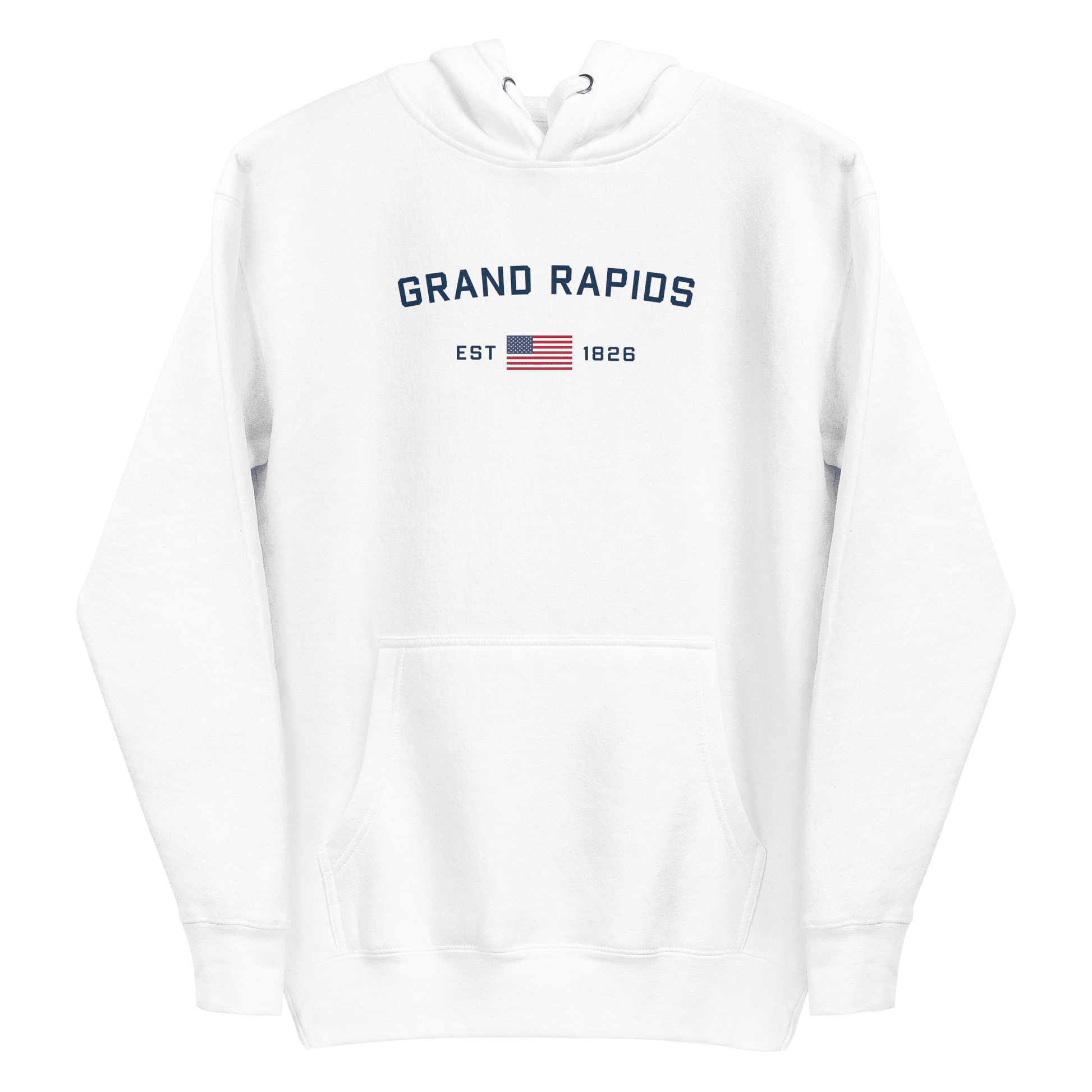 'Grand Rapids EST 1826' Hoodie (w/ USA Flag Outline) | Unisex Premium - Circumspice Michigan