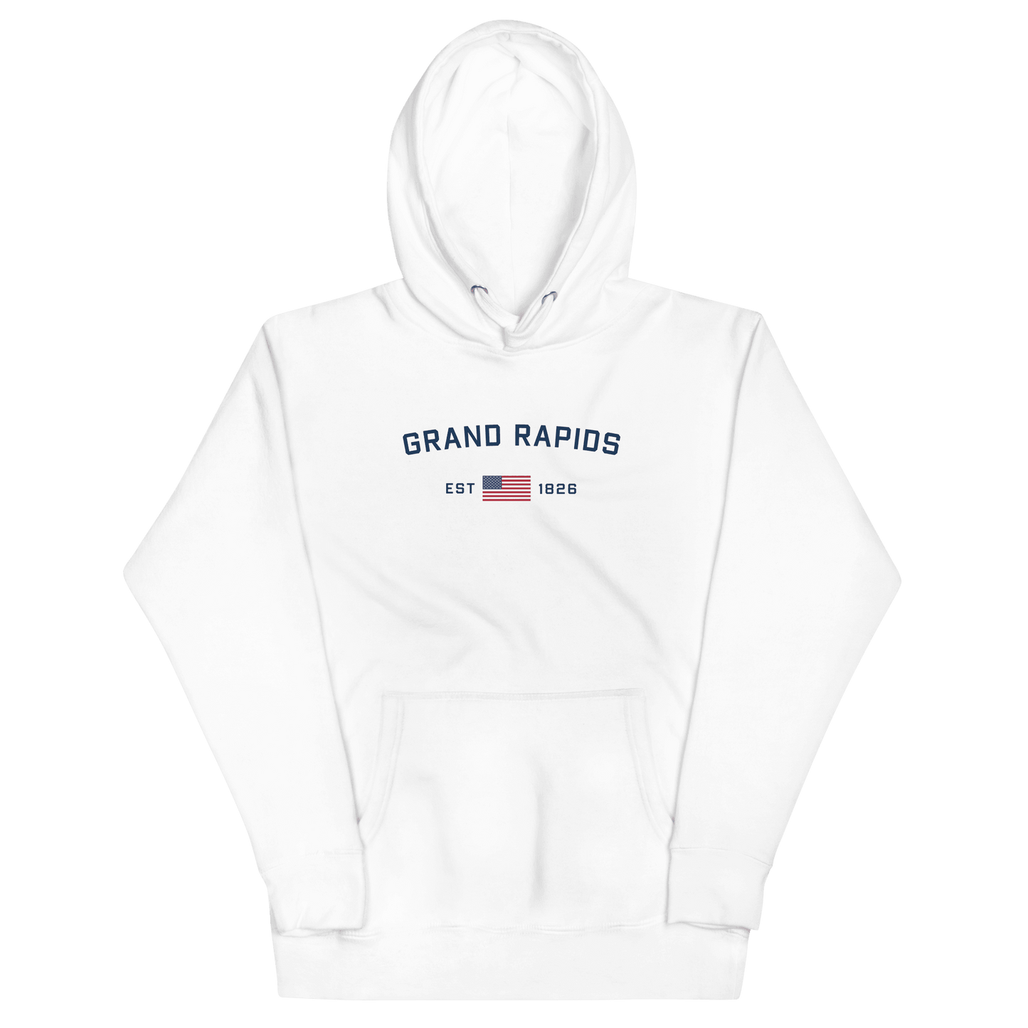 'Grand Rapids EST 1826' Hoodie (w/ USA Flag Outline) | Unisex Premium - Circumspice Michigan