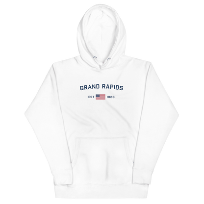 'Grand Rapids EST 1826' Hoodie (w/ USA Flag Outline) | Unisex Premium - Circumspice Michigan